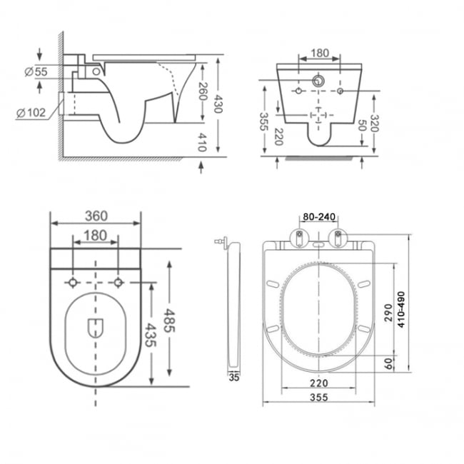 Prestige Kameo Rimless Wall Hung Toilet - Soft Close Seat