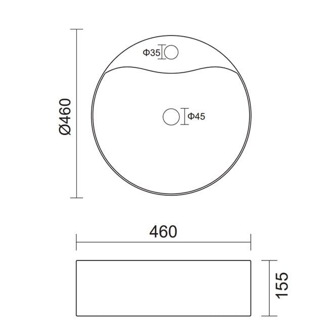 Prestige Karlo Round Sit-On Countertop Basin 460mm Wide - White