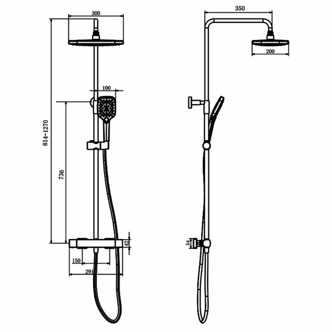 Prestige Kolt Thermostatic Round Bar Shower Valve with Shower Kit and Fixed Head - Chrome