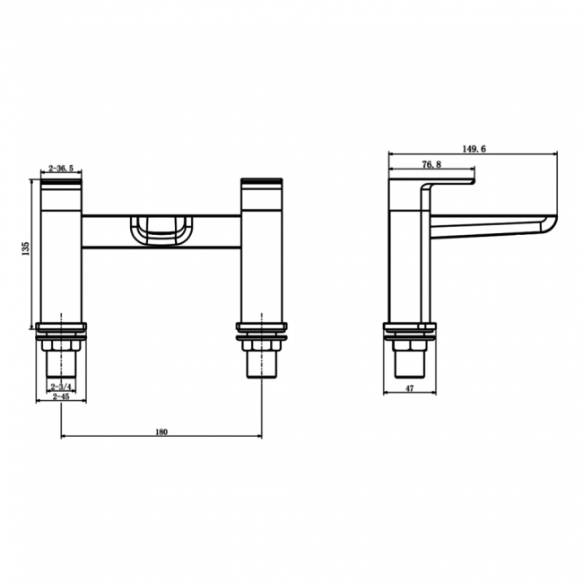 Prestige Kolt Bath Filler Tap Pillar Mounted - Chrome