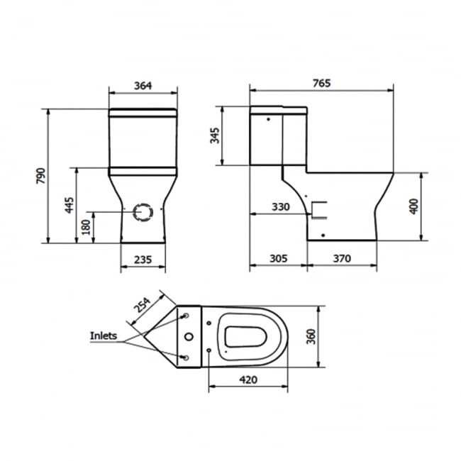 Prestige Project Square Close Coupled Toilet Push Button Cistern Soft Close Seat