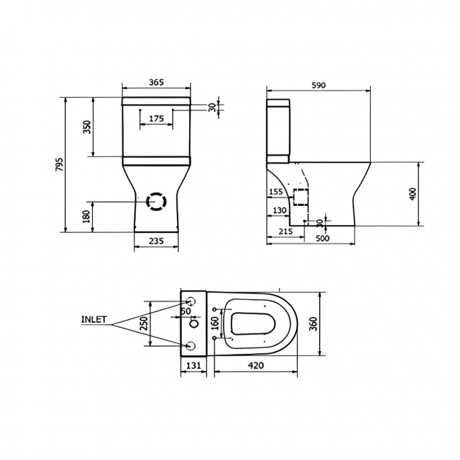 Prestige Project Round Close Coupled Round Toilet Push Button Cistern Soft Close Seat