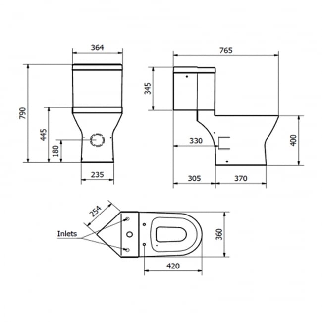 Prestige Project Round Close Coupled Round Toilet Push Button Cistern Soft Close Seat