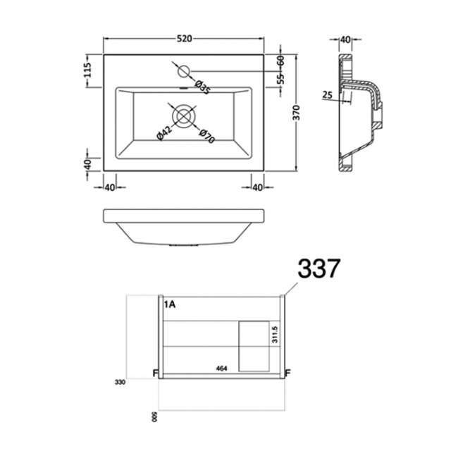 Prestige Kore Wall Mounted 1-Drawer Vanity Unit with Basin 500mm Wide - Matt Dark Grey