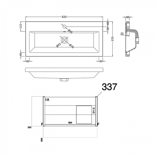 Prestige Kore Wall Mounted 1-Drawer Vanity Unit with Basin 800mm Wide - Sonoma Oak