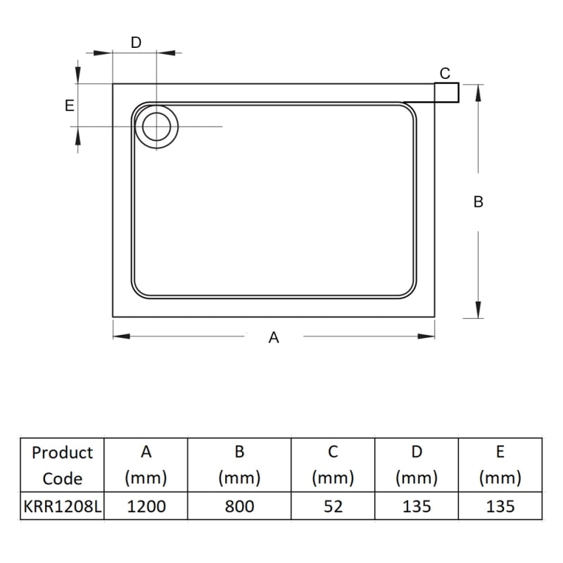 Prestige Foundation Stone Resin Rectangular Shower Tray 1200mm x 800mm