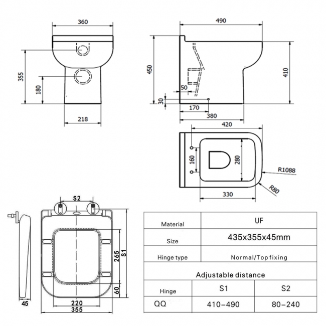 Prestige Options 600 Back to Wall Toilet with Premium Soft Close Seat