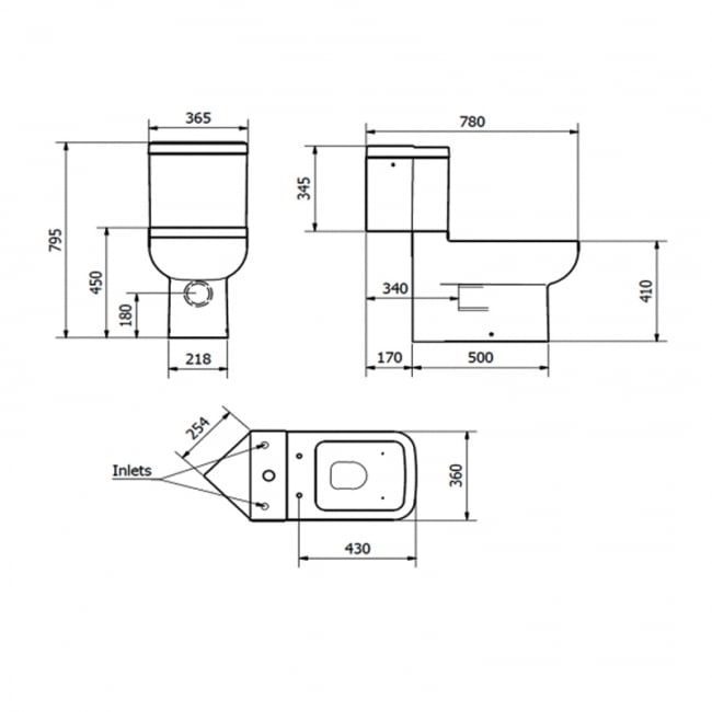 Prestige Options Close to Wall Close Coupled Toilet with Cistern - Soft Close Seat