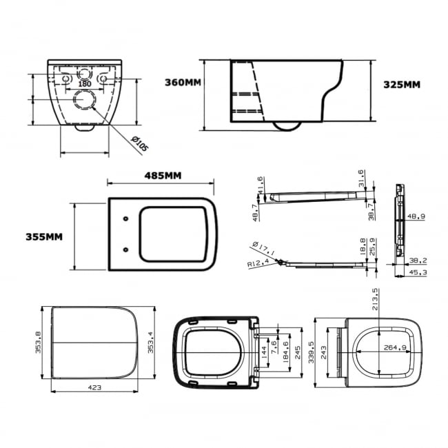 Prestige Options 600 Wall Hung Toilet - Soft Close Seat