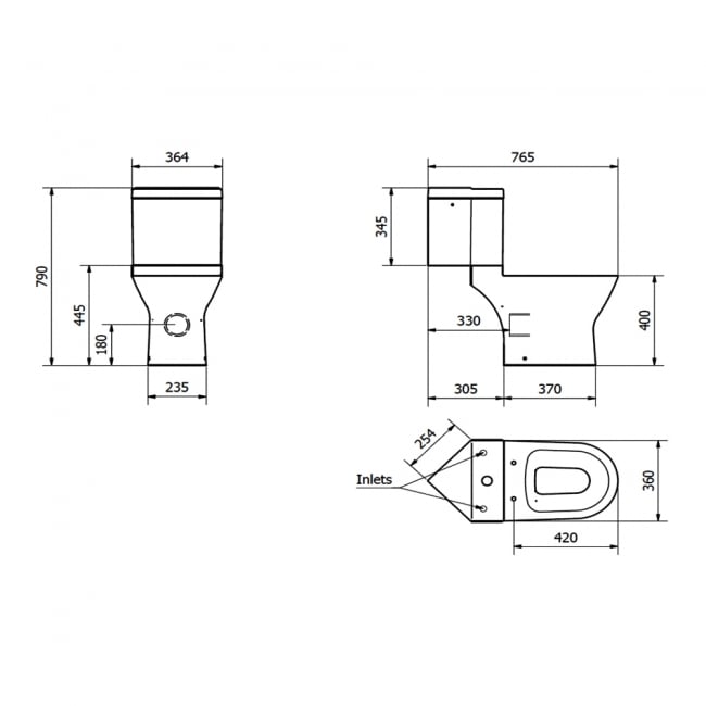 Prestige Project Round Close Coupled Toilet with Push Button Corner Cistern - Soft Close Seat