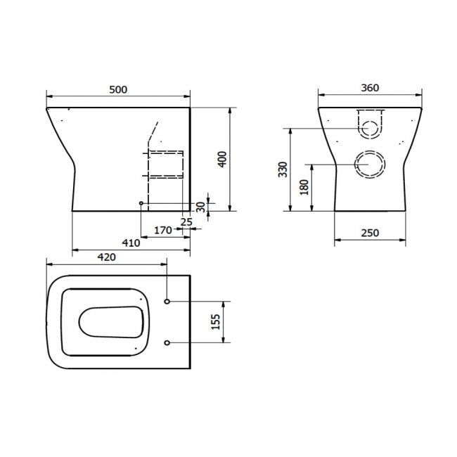 Prestige Project Square Back To Wall Toilet - Soft Close Seat