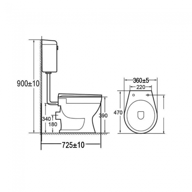 Prestige Proton Low Level Toilet with Side Feed Lever Cistern - Soft Close Seat