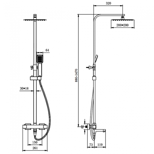 Prestige Pure Thermostatic Bar Shower Mixer with Rigid Riser Kit and Bath Filler Spout - Chrome