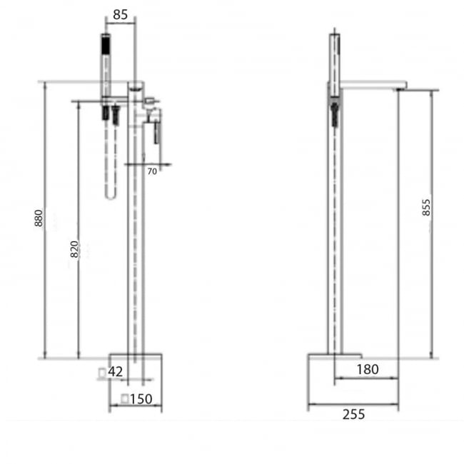 Prestige Pure Mono Bath Shower Mixer Tap Freestanding - Chrome