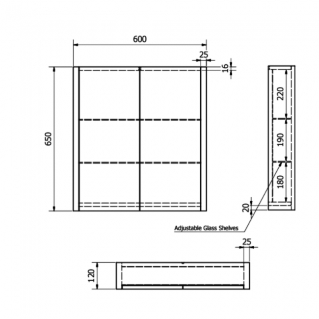 Prestige Purity Mirror Bathroom Cabinet 600mm Wide - Silver Oak