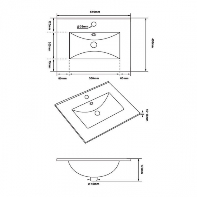 Prestige Purity 2-Door Floor Standing Vanity Unit with Ceramic Basin 500mm Wide - Matt Black