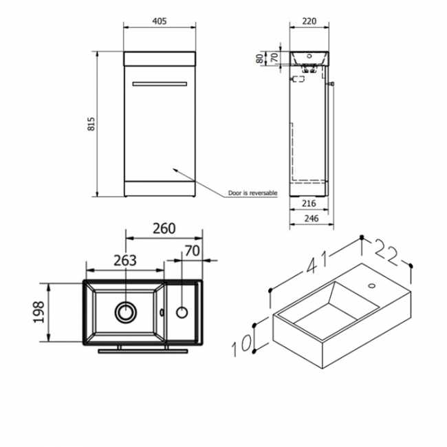 Prestige Purity Floor Standing Cloakroom Vanity Unit with Basin 400mm Wide - Silver Oak