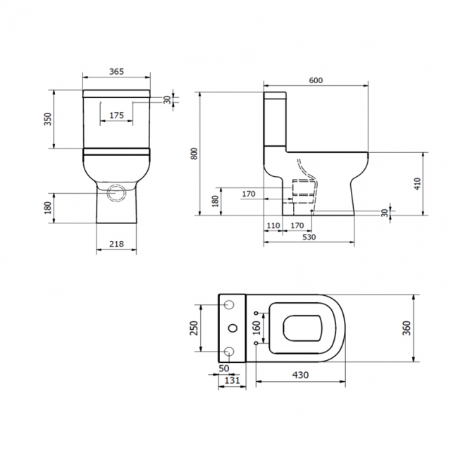 Prestige Studio Close Coupled Toilet Push Button Cistern Soft Close Seat