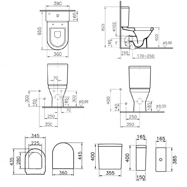 Prestige Style Close Coupled Toilet with Push Button Cistern - Soft Close Seat