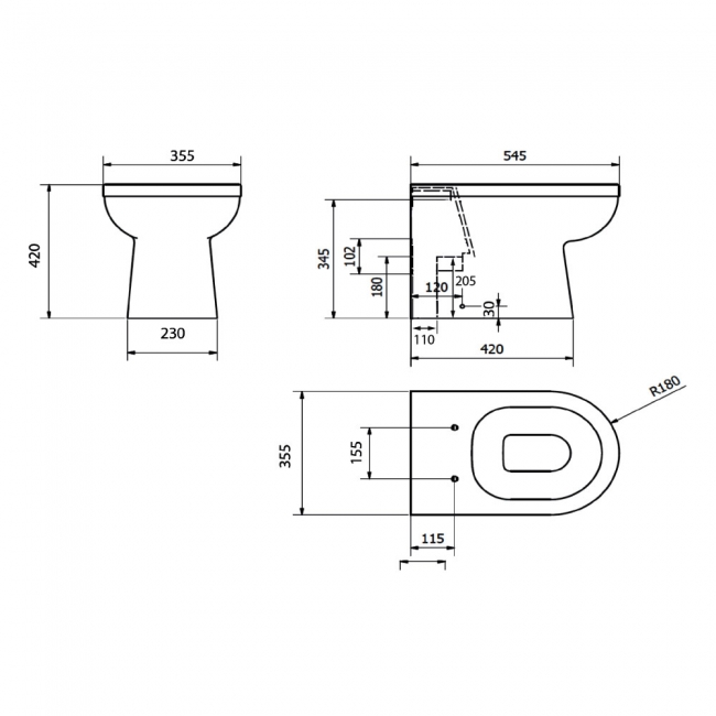 Prestige Style Back To Wall Toilet - Soft Close Seat