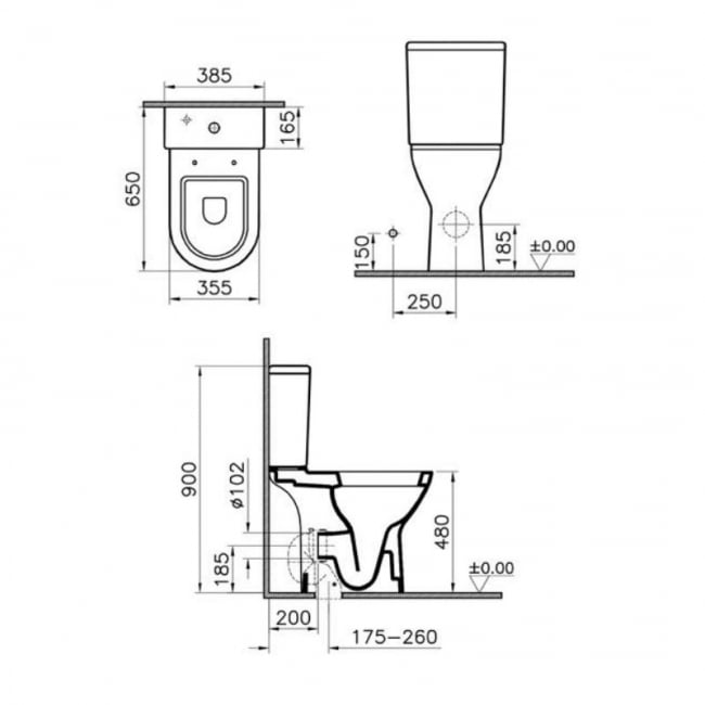 Prestige Style Comfort Height Close Coupled Toilet with Push Button Cistern - Soft Close Seat