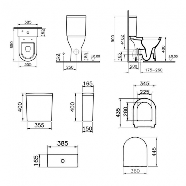 Prestige Style Comfort Height Close Coupled Toilet with Push Button Cistern - Soft Close Seat