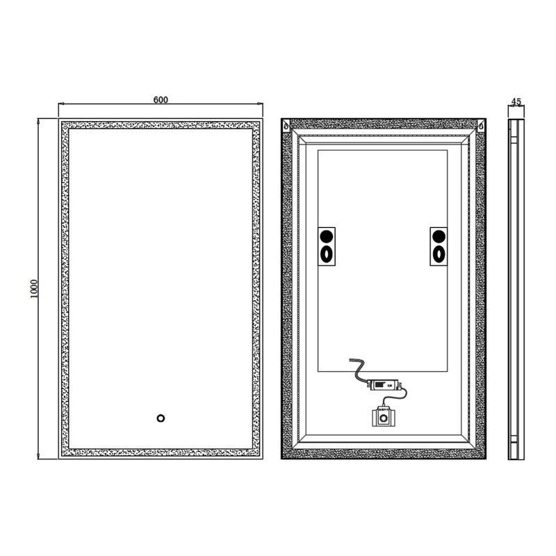 Prestige Winchcombe LED Bathroom Mirror with Touch Sensor 1000mm H x 600mm W - Brushed Brass Frame