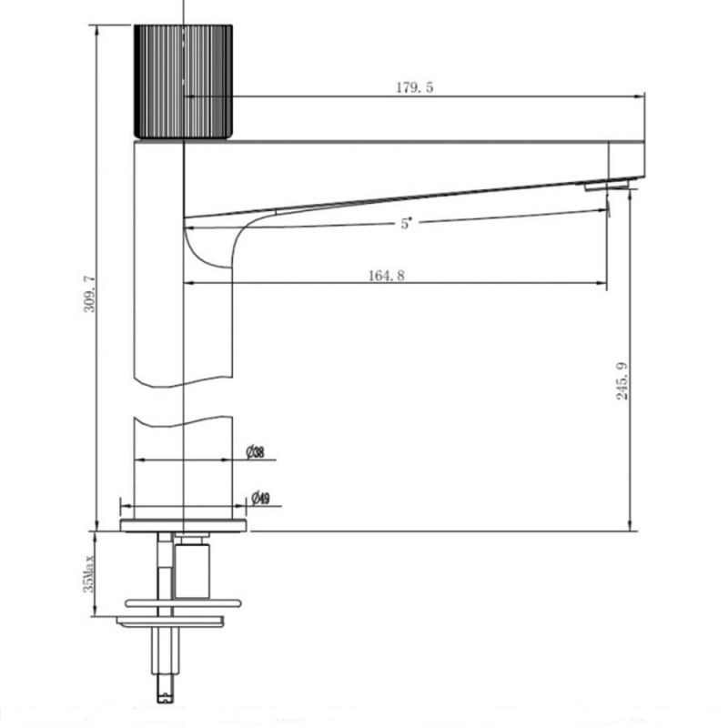 RAK Amalfi Tall Basin Mixer Tap Without Waste - Matt Black