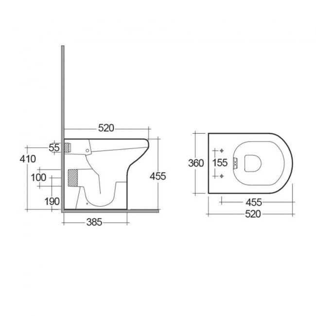 RAK Compact Rimless Back to Wall Comfort Height Pan White - Excluding Seat