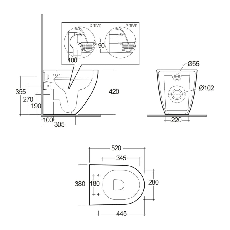 RAK Des Rimless Back to Wall Pan with Hidden Fixing Alpine White - Excluding Seat