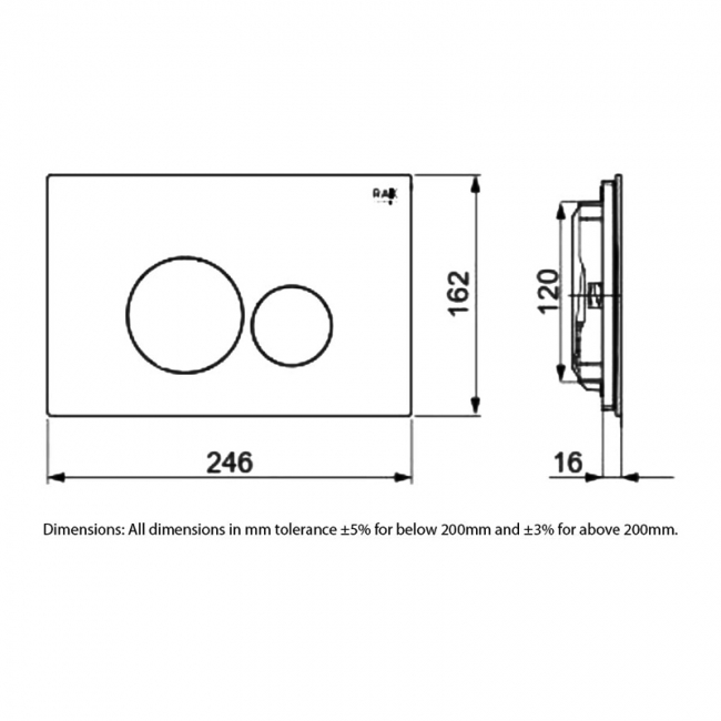 RAK Ecofix Rectangular Dual Flush Plates - White Glass