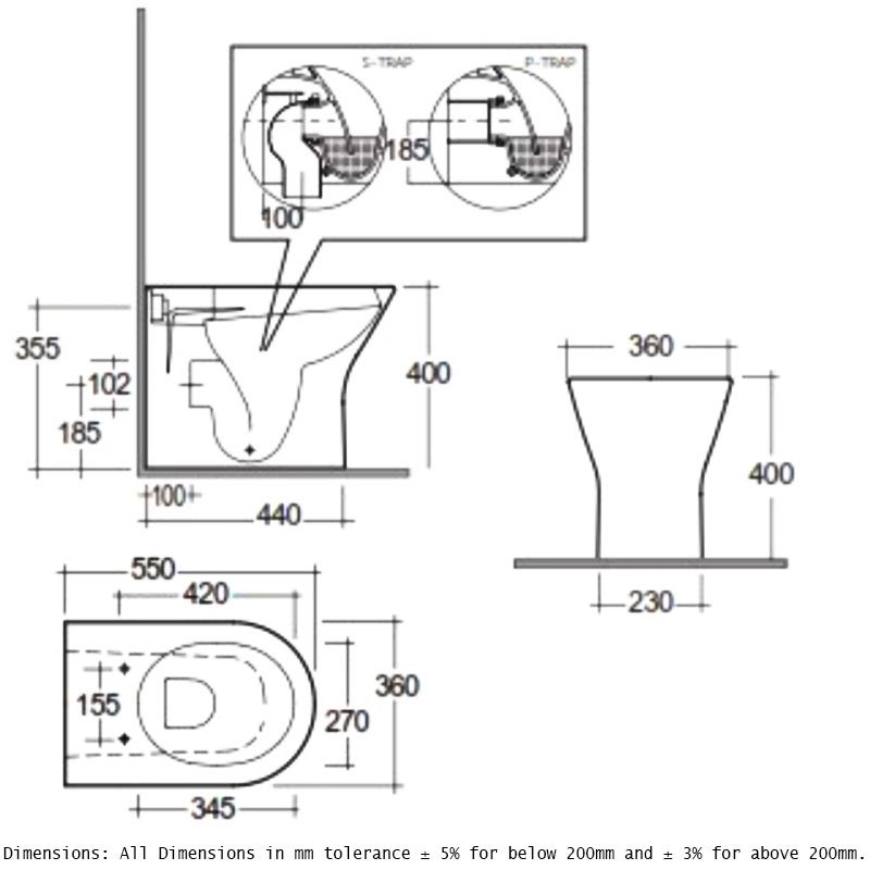 RAK Ceramics Feeling Toilet | FEEBTWPAN504-SC | Back To Wall | Matt Black