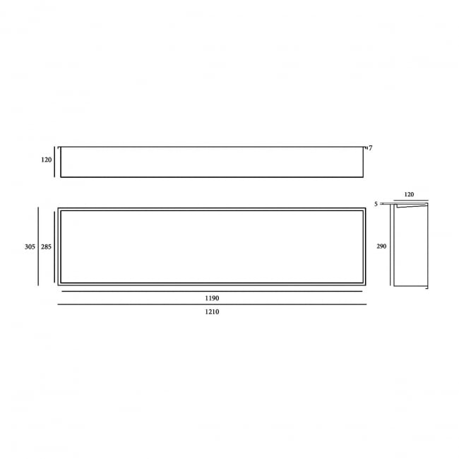 RAK Ingot Rectangular Recessed Niche 300mm H x 1200mm W with LED - Matt Black