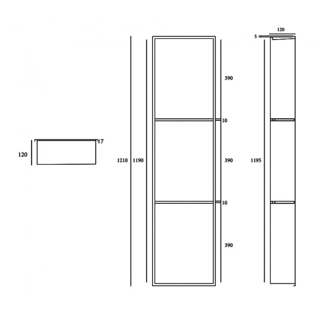 RAK Ingot Rectangular Recessed Niche 1200mm H x 300mm W with LED - Brushed Nickel