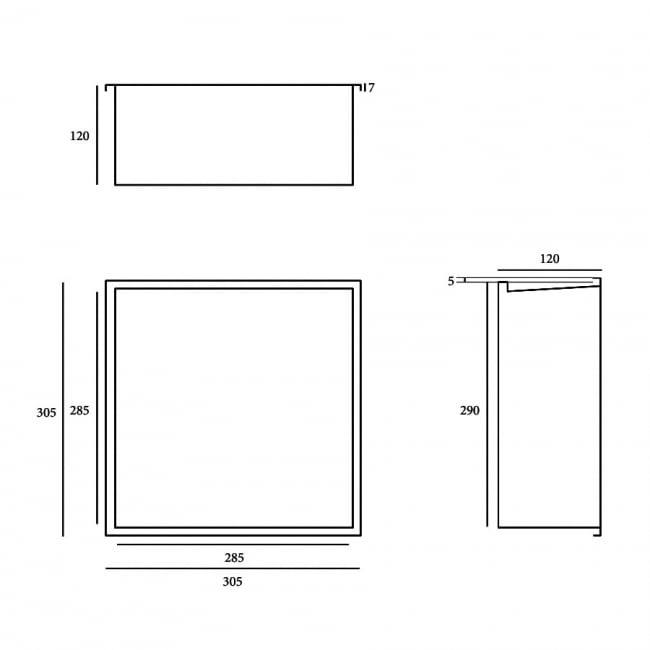 RAK Ingot Square Recessed Niche 300mm H x 300mm W with LED - Brushed Nickel