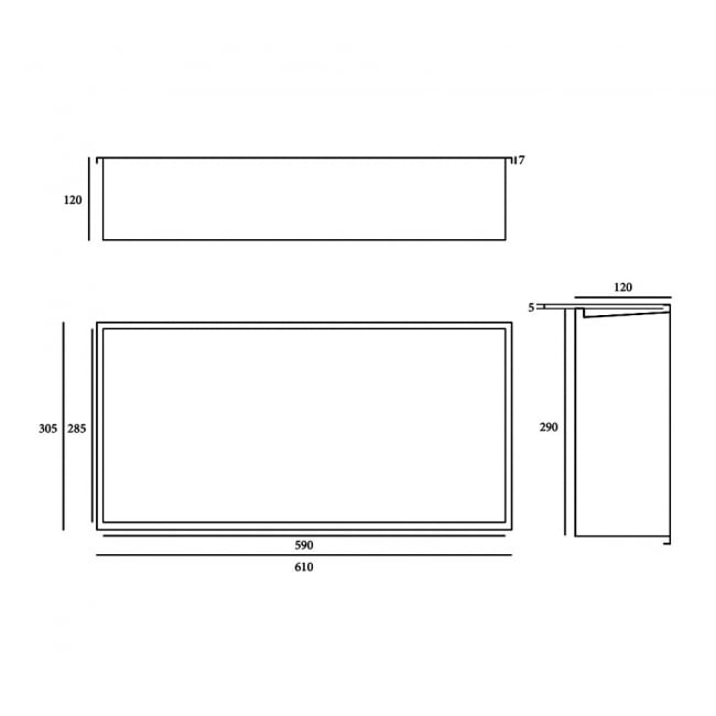 RAK Ingot Rectangular Recessed Niche 300mm H x 600mm W with LED - Brushed Nickel