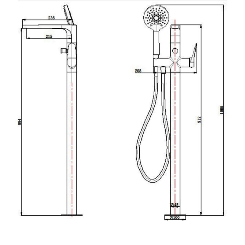 RAK Petit Round Freestanding Bath Shower Mixer Tap - Chrome