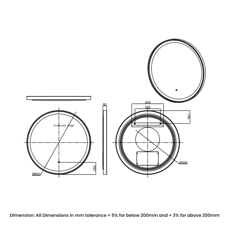 RAK Ceramics Picture Bathroom Mirror | RAKPICRNMB5002 | 800mm Wide | Round