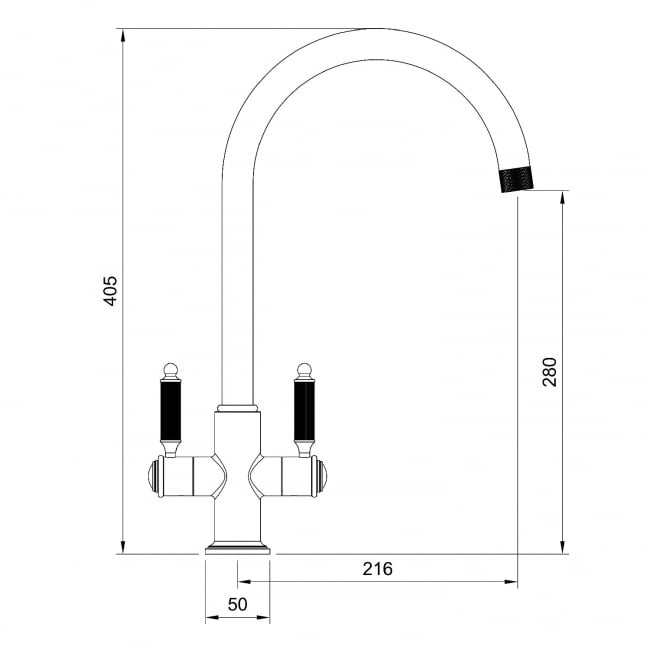 Rangemaster Hemlock Dual Lever Kitchen Sink Mixer Tap - Brushed Nickel