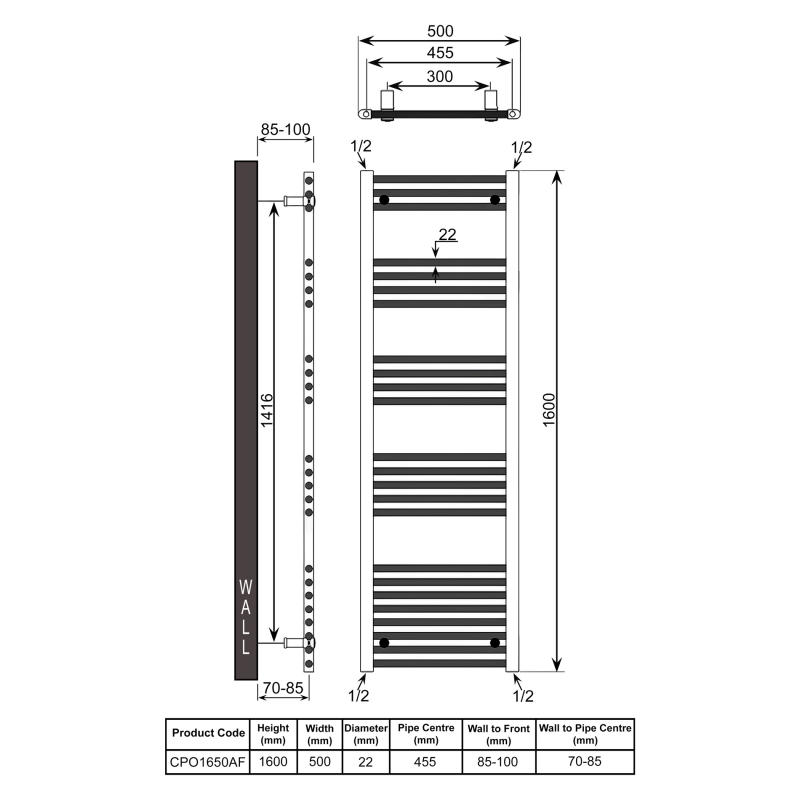 Reina Capo Ladder Towel Rail | CPO1650AF | Anthracite