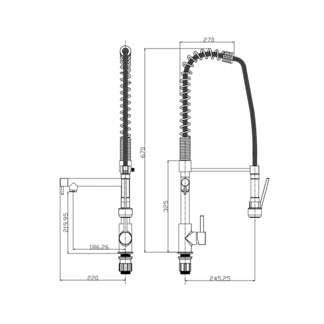 Sagittarius Ergo Side Lever Professional Kitchen Sink Mixer Tap with Pull Out Spray - Chrome