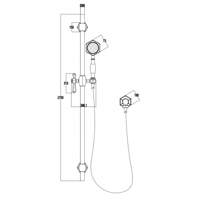 Sagittarius Fitzgerald Three Function Push Button Shower Slide Rail Kit - Chrome