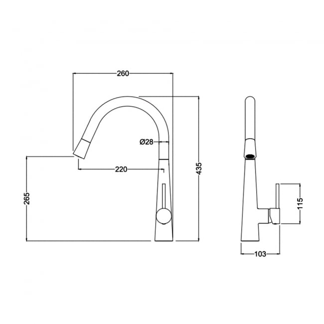 Sagittarius Flare Mono Kitchen Sink Mixer Tap - Chrome