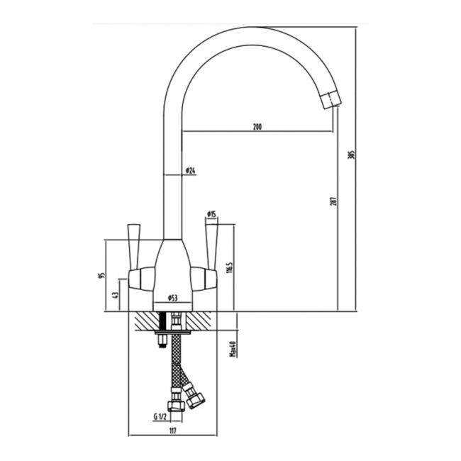 Sagittarius Forme Monobloc Dual Handle Kitchen Sink Mixer Tap - Brushed Nickel