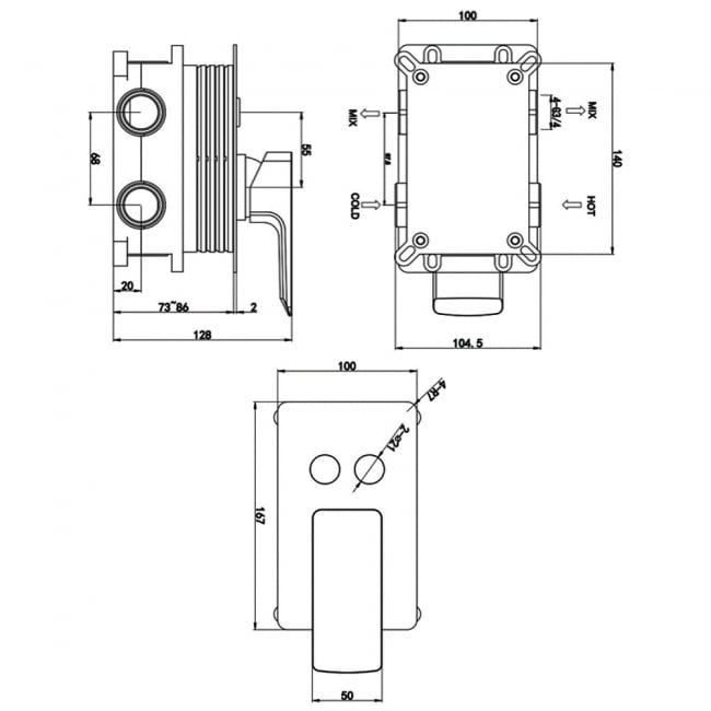 Sagittarius Ravenna Thermostatic Concealed Shower Valve Dual Push Button - Chrome