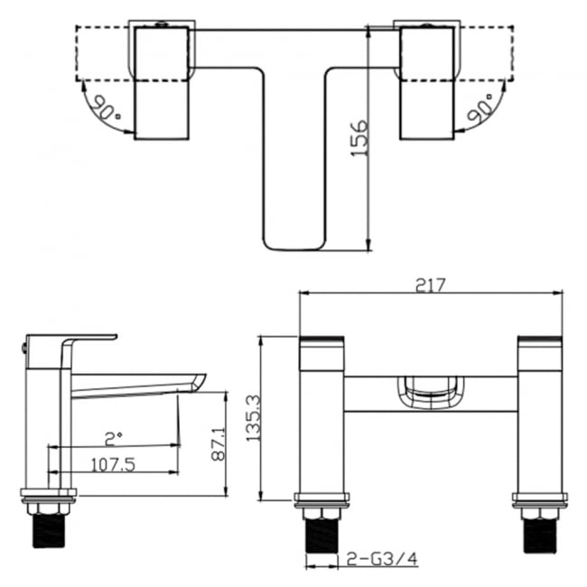 Sagittarius Ravenna Bath Filler Tap Pillar Mounted - Graphite Grey