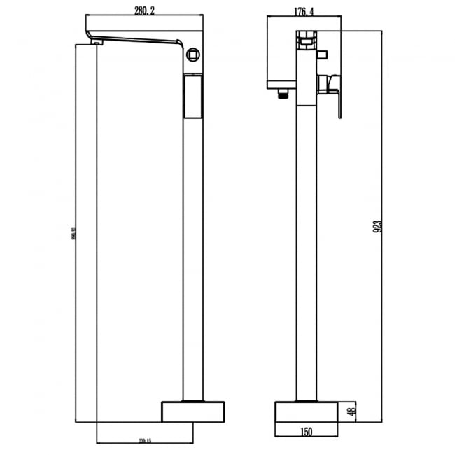 Sagittarius Ravenna Bath Shower Mixer Tap Freestanding - Matt Black