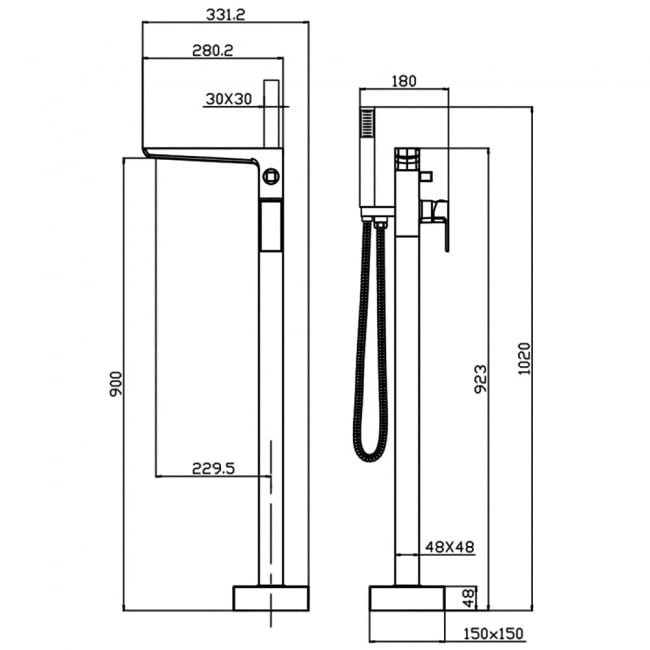 Sagittarius Ravenna Bath Shower Mixer Tap Freestanding - Chrome