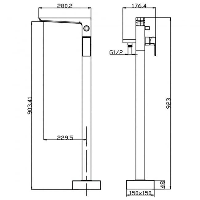 Sagittarius Ravenna Bath Shower Mixer Tap Freestanding - Graphite Grey