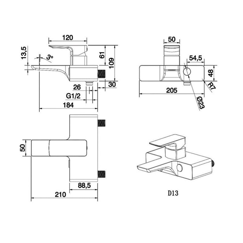 Sagittarius Ravenna Thermostatic Bath Shower Mixer Tap with Waste - Chrome